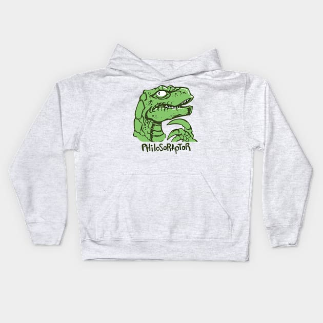 Philosoraptor Meme Kids Hoodie by dposhirts